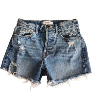 Pistola Denim 5 Pocket Shorts Distressed Frayed Raw Hem Blue Jean Shorts Size 24